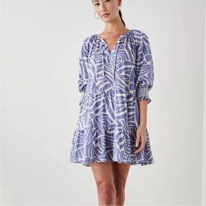 Rails Sia Island Waves Tiered V-Neck Mini Dress Size XS Periwinkle